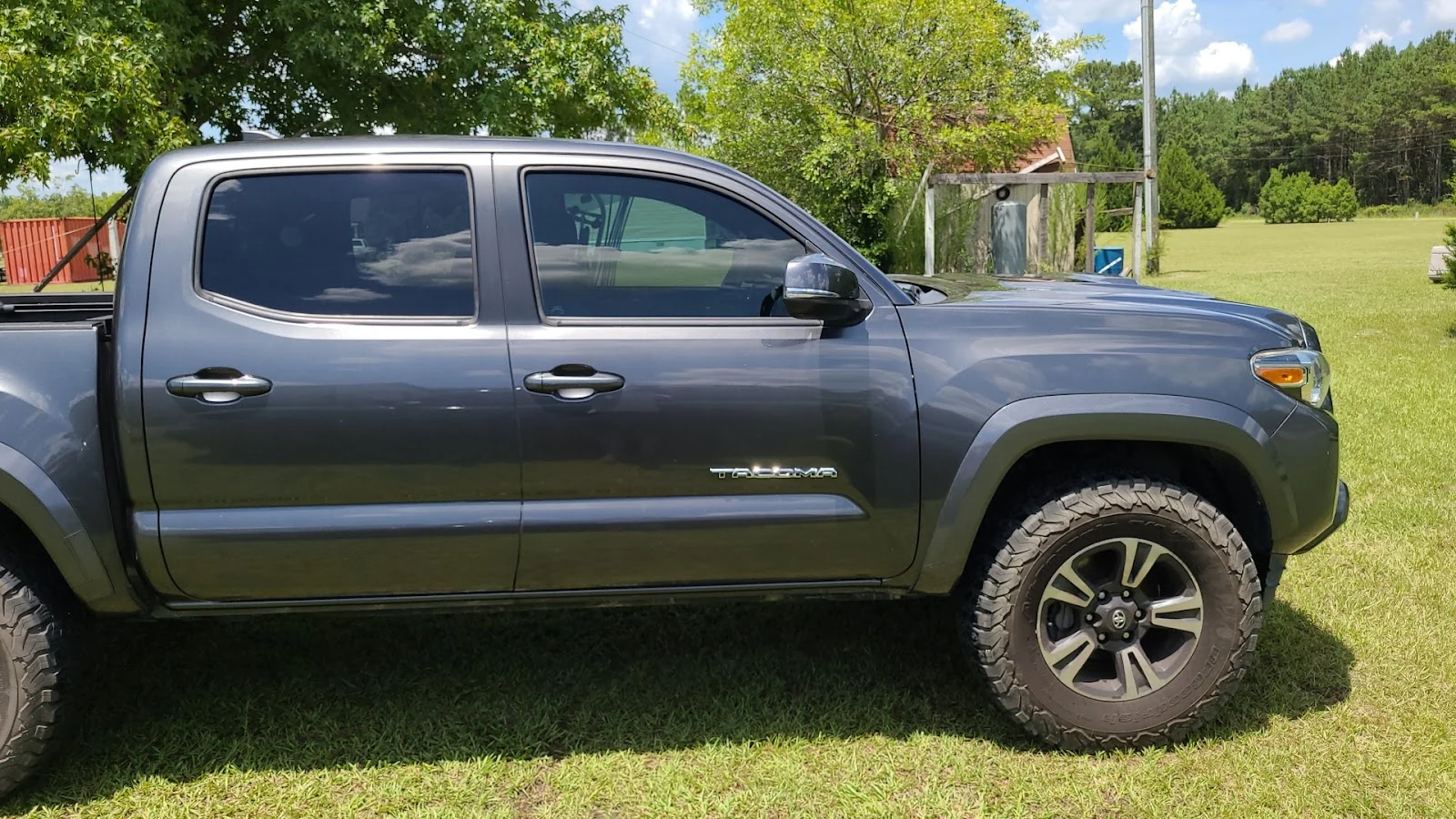 Tinted Toyota Tacoma — passenger side, Vickers Car Audio & Glass